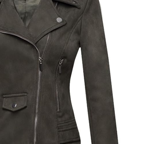 Manteau court daim synthétique vert avec finitions haut de gamme - 5