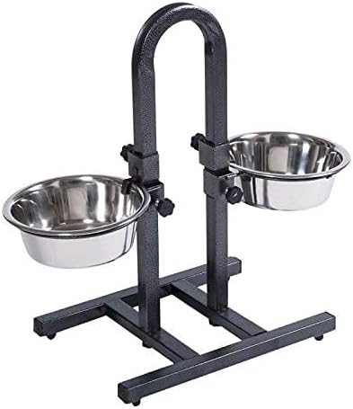 Woofy Stainless Steel Double Diner Food Bowl Stand for Dog Adjustable with 2 Bowls (U Type, Medium 2800 ML)