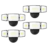 Onforu 75W Flood Lights Outdoor, 4 Packs 7000LM Super Bright Security Lights, 3 Adjustable Heads, IP65 Waterproof, 6500K Wall Mount Exterior LED Flood Light