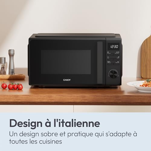 Candy WAVE 300 Micro-ondes 20 Litre 700W 5 Niveaux de Puissance, 8 Programmes Automatiques, Nettoyage Gacile, Décongélation, Verrouillage de Sécurité Enfant, Minuteur, Noir CMW320SDB
