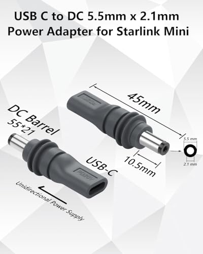 CERRXIAN 2 Pack Adaptador USB C a DC 5.5mm x 2.1mm miniatura 6