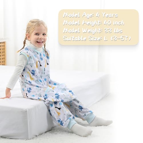 Image of WONDAY Toddler Sleep Sack with Feet, 0.5 Tog Sleeping Sacks for Walking with Legs 12-18 Months 2T 3T 4T 5T (Giraffe, 2-3T)