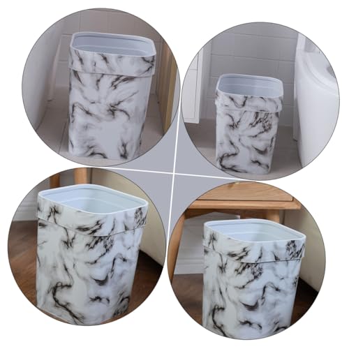 Caneca de basura rectangular de plástico blanco miniatura 5