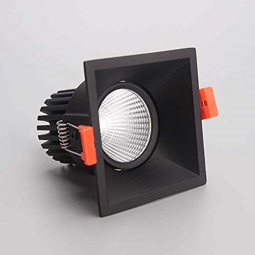 Foco empotrable de techo COB de 5W y panel cuadrado de aluminio negro 2