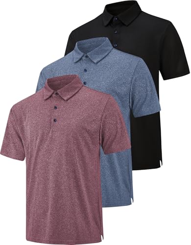 3 Pack Polo Shirts for Men Dry Fit Performance Short Sleeve Golf Polo Shirts (as1, Alpha, x_l, Regular, Regular, A04)