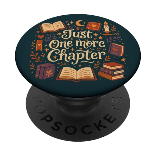 Just One More Chapter Bookish Book Reading Petrol Blue PopSockets PopGrip Adesivo