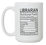 Artisan Owl Librarian Nutritional Facts Ingredients Label Mug - 15 oz Deluxe Double-Sided Coffee Tea Mug (Librarian White)