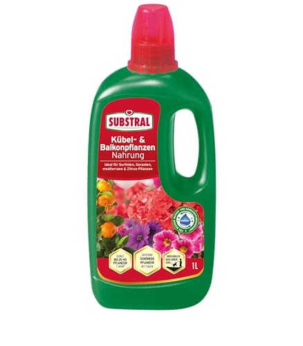 Substral Flüssigdünger für Balkon- & Kübelpflanzen, 1 Liter - Mit Eisen & Humifirst für üppige Blüten