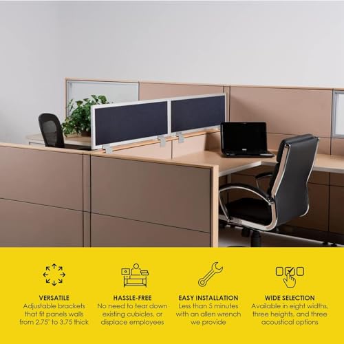 OBEX Acoustical Cubicle Privacy Screen Extender Desk Panel & Office Divider, Add Separation & Block Noise, 12" x 30", Overcast miniatura 3