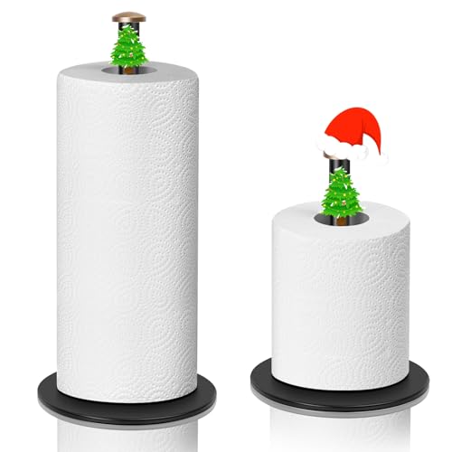 Paper Towel Holder Black,ZMGNND Adjustable Paper Towel Stand for Countertop - New House Essentials,Matte Black Bathroom Paper Towel Holders - Holds 3 Rolls,Kitchen Paper Towel Dispenser for Counter