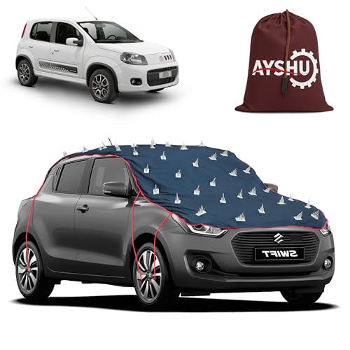 Image of AYSHU Water-Resistant Spike Car Cover for Fiat Uno - Protects from Dogs, Monkeys, Dust, Sunlight & UV - Full Roof Universal Fit
