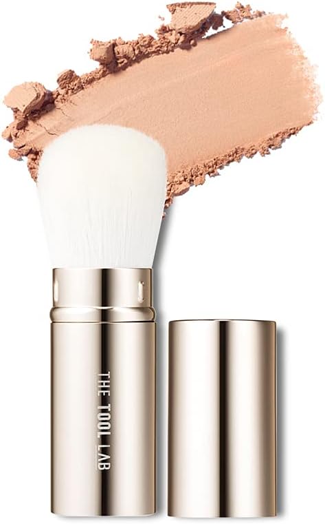 THE TOOL LAB 301 Retractable Powder Brush -Face Brush Makeup Brush-Premium Quality Natural Hair Bristles Cosmetic