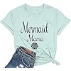 FLOYU Women Mermaid Mama Shirt Mermaid Mom Birthday Tee Top Mama T-Shirt Gifts for Mom Casual Mermaid Mama Lover Clothes