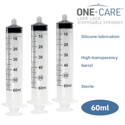 Image of ONE-CARE 60ml /cc Luer-Lock Syringe, 60 /bx Blister-Packed | Safe Backstop, Precise Dosing, Accurate Graduation, High-Transparency Barrel, Silicone-Lubricated Plunger