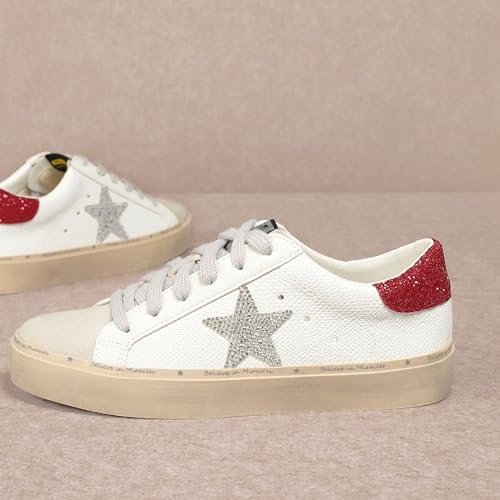 Image of Mi.iM Gaby Women's Star Sneakers - Snake Print Suede Lace-Up Fashion Shoes with Rubber Sole
