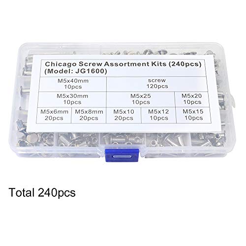 KOOTANS 240PCS 9 Sizes Chicago Binding Screws Assorted Kit Stud Screw Posts Rivet Chicago Button for DIY Leather Decoration Bookbinding - Thumbnail 4