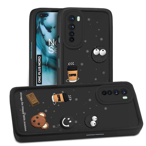 Image of AESTMO Back Case Cover | Cute Fun Cartoon 3D Ball | Coffee Silicone Case | Full Body Protection | Camera Protection Back Cover (Black, OnePlus Nord)