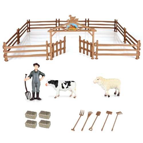 INNAL 24 Pcs Tiere Bauernhof Spielzeug Set, Bauernhof Figuren Spielset, mit Bauer, Zäune, Kuh, Schaf, Tor, Heu, Schaufel, Pferdestall Spielzeug Set für Kinder ab 3 Jahren Jungen Mädchen INNAL 24 Pcs Tiere Bauernhof Spielzeug Set, Bauernhof Figuren Spielset, mit Bauer, Zäune, Kuh, Schaf, Tor, Heu, Schaufel, Pferdestall Spielzeug Set für Kinder ab 3 Jahren Jungen Mädchen
