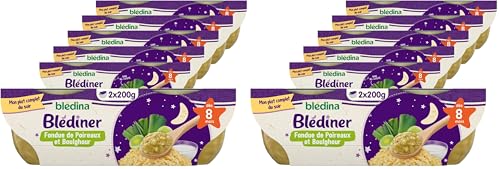 Blédina - Blediner - 12 bols - Fondue de Poireaux et Boulghour - Pour le Diner de bébé dès 8 Mois - Pack de 6x2 (Lot de 2)