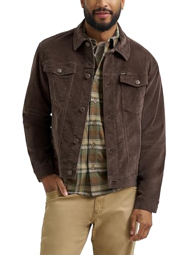 Wrangler Men's Corduroy Trucker Jacket, Chocolate Brown, Medium