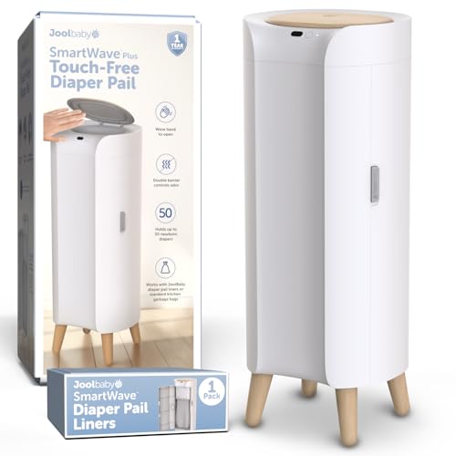 Image of Jool Baby SmartWave Plus Diaper Pail & Refill – Motion Sensing Lid with Odor Lock – Compatible with Regular Trash Bags – Holds up to 50 Newborn Diapers