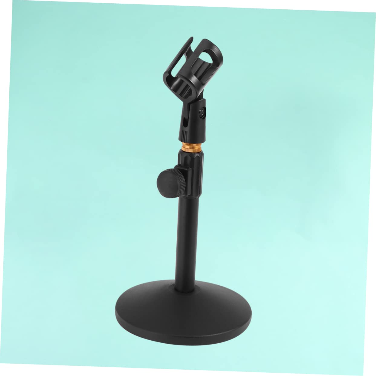 Supporto da Tavolo per Microfono Regolabile 27-38cm Base Tonda | Metallo Nero, Tubo Flessibile Leggero e Portatile, per Canto e Home Live, Festa Scuola Decor