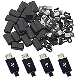 Teansic 20PCS Micro USB Type B Solder Connector,Micro USB 5Pin Male Jack Port, Type B Male Connector with Black Cover