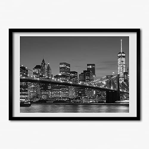 Tableau Manhattan De Nuit Tulup Cadre MDF 70x50 cm