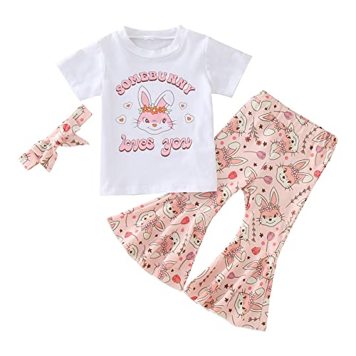 Tenue De Pâques Bébé Fille 3 Pièces - Top Manches Longues + Pantalon + Jupe Lapin - Lerrita