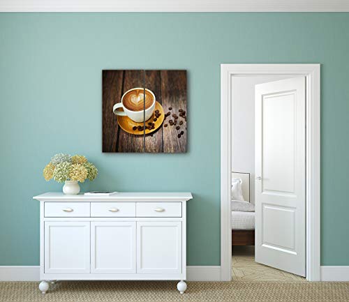 Coffee Canvas Wall Art Decor - 2 Piece Set, Decorative Multi Panel Split Prints - 24X24 Cafe Latte Picture For Living Room, Kitchen, Bedroom, Office & Home Decor Gift #TOP7