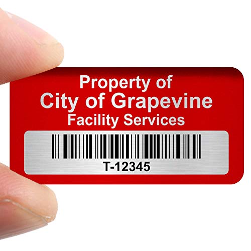 Myassettag "Custom Asset Labels With Barcode - Property Id Labels" | 0.75" X 1.5" 100% Aluminum Foil Tags With 3M 320 Adhesive, Pack Of 100 #TOP2