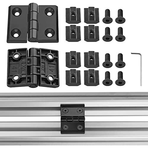 JiGiU Lot de 2 charnières M6 en aluminium 4040 Série Fentes 8 mm, charnière profilée en aluminium,Pour imprimante 3D DIY (espacement des trous : 40x30 mm) Cover