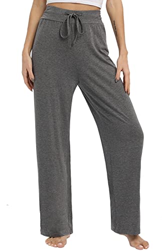 Etosell Women's Yoga Pants Wide Leg Pants Comfy Pajama Pants Drawstring Pj Bottoms Athletic Bottom Workout Lounge Pants Grey #TOP19