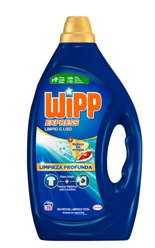 Wipp Express Detergente Líquido Limpio y Liso para lavadora (35 lavados), detergente líquido para lavadora para una limpieza profunda, jabón para ropa