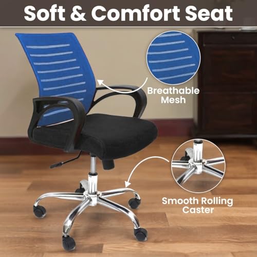 Image of Ngfc Office Chair for Home with Back Support Arm Rest 360 Degree Rotating Office Chair with Tilt Lock Mechanism High Comfort Seating Ergonomic Chair for Home & Office (1, Blue)
