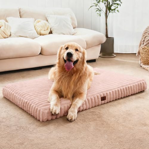 Image of Dog Beds for Extra Large Sized Dog, Orthopedic Pet Bed with Waterproof Lining, Soft Short Plush Surface & Egg Crate Foam, Machine Washable Pet Mat with Removable Cover & Anti Slip Bottom