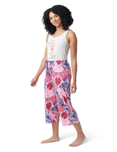 Image of HUE Women's Summer Vacation Pajama Separates, Soft, Whimsical Print Pjs with Tropical Beach Themes, Flip Flops, Cocktails