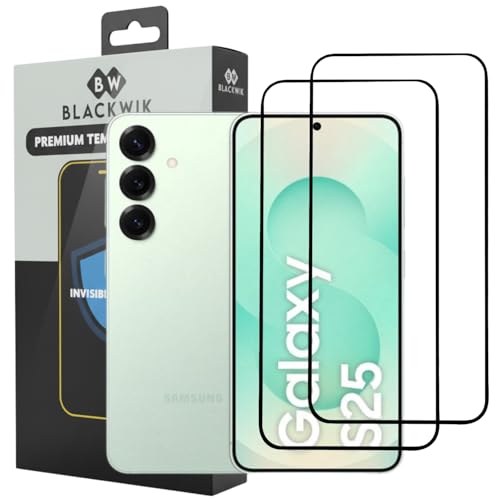 Image of Blackwik Tempered Glass Screen Protector for Samsung S25 with Edge-To-Edge Protector Coverage | Easy Installation Kit (Black) (Pack Of 2)