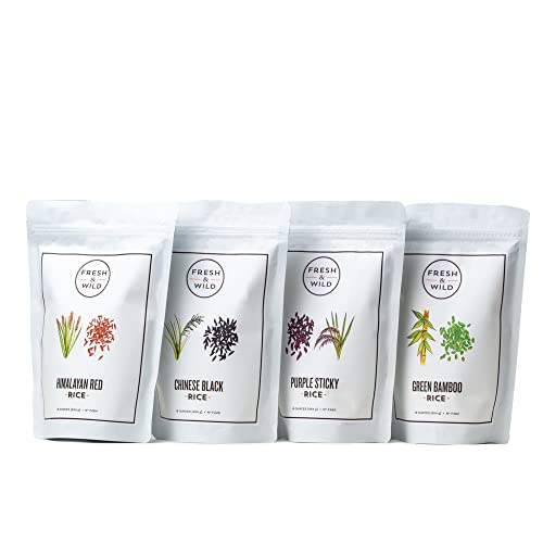 Fresh & Wild | Ultimate Exotic Rice Bundle | Purple Sticky, Himalayan Red, Green Jade, Chinese Black Rices | Exotic, Quality Grains | 4-Pack | Chef-Inspired Ingredients #TOP4