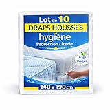 Drap Housse Jetable 140X190 | Lot de 10 Housses Matelas Grand Bonnet Anti Tâches - Anti Bactéries | Hygiène Protection Literie | Recommandé Gîtes - Camping - Location - Médical