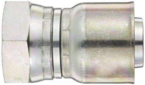 Image of Aeroquip 1GA24FJ24 Carbon Steel Global OTC (Over the Cover) Crimp Hose Fitting JIC 37 Degree Female Swivel, Straight, 1-1 /2 inch Hose ID, 1-1 /2 inch Tube Size