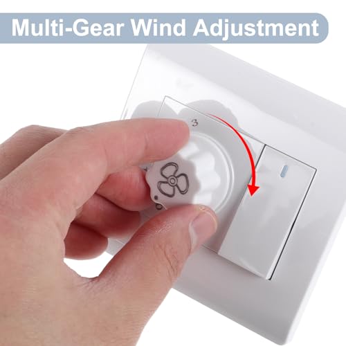 Interruptor de pared para ventilador de techo luz control 3 velocidades flujo de aire blanco 3