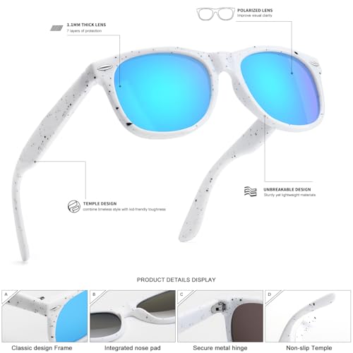 Image of SEKKAF Kids Polarized Sunglasses for Boys Girls,Retro Toddler Sun Glasses UV Protection Shades