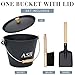 Mini Ash Bucket with Lid, Shovel and Broom, 1.5 Gallon Fireplace Metal Bucket with Lid, Charcoal Bucket and Ash Can for Fireplace, Fire Pits, Hearth, Wood Burning Stoves, Indoor and Outdoor