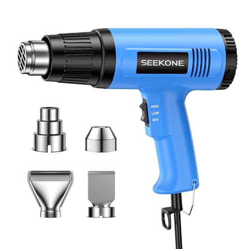 SEEKONE Heat Gun, 1800W Heavy Duty Hot Air Gun Kit Dual-temperature Setting 572℉&1112℉, Hot Heat...