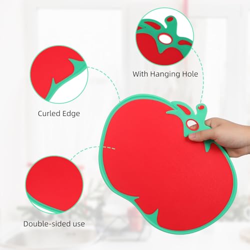 Tabla de cortar plástica roja en forma de tomate miniatura 4