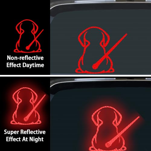 Image of Dog Decal Vinyl Sticker, Rear Wiper Decal Cute Dog Moving Tail Wiper Decals Reflective Stickers Windshield Wiper Stickers Window Wiper Decals Tags for Rear Vehicle Wipers (Red)