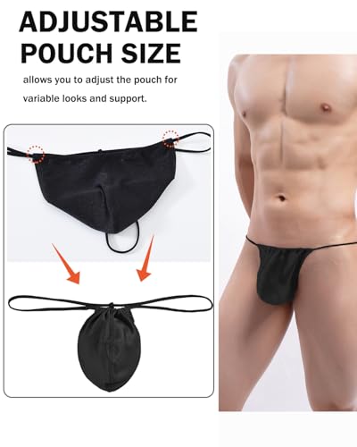 ZONBAILON Men's Thong Underwear G String Adjustable Bulge Pouch Seamless Sexy Swimwear Panties 1 or 3 Pack3