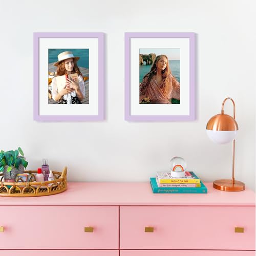 Image of upsimples 8.5 By 11 Picture Frame, Display Pictures 6x8 with Mat or 8.5 x 11 Without, Wall Hanging Photo Frames, Purple, 1 Pack