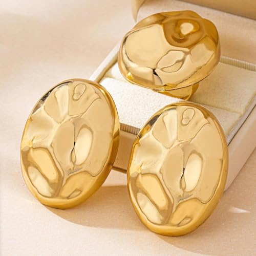 Pendientes de media bola de oro redondos maxi para mujer moderna 5